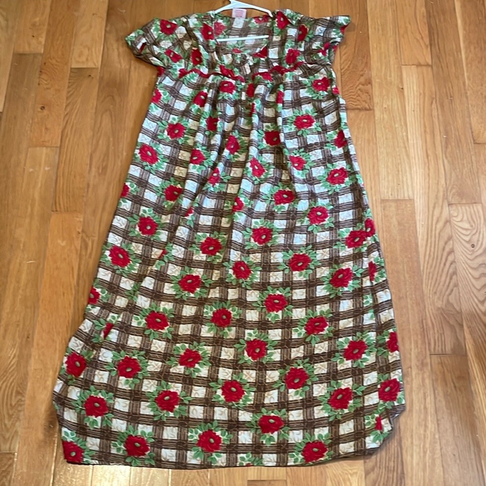 Vintage Floral and Plaid Women's Dress